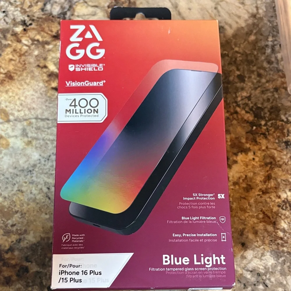 Zagg InvisibleShield Blue Light Screen Protector for iPhone 16 Plus and 15 plus